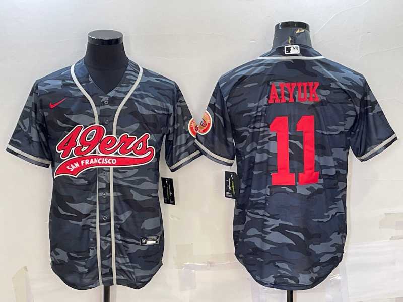 Men%27s San Francisco 49ers #11 Brandon Aiyuk Grey Camo With Patch Cool Base Stitched Baseball Jersey->san francisco 49ers->NFL Jersey